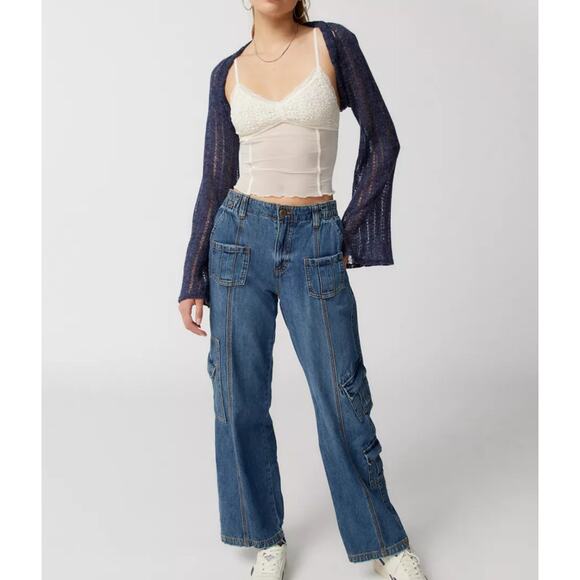 Urban Outfitter Renewal Loose Knit Bell Sleeve Shrug Sweater | Navy | Women’s XS - Picture 9 of 9